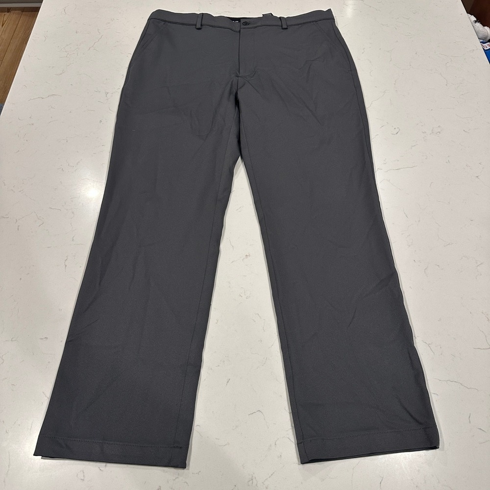 Greg Norman Mens Golf Pants 34x30 Charcoal Gray Performance Stretch Flat Front